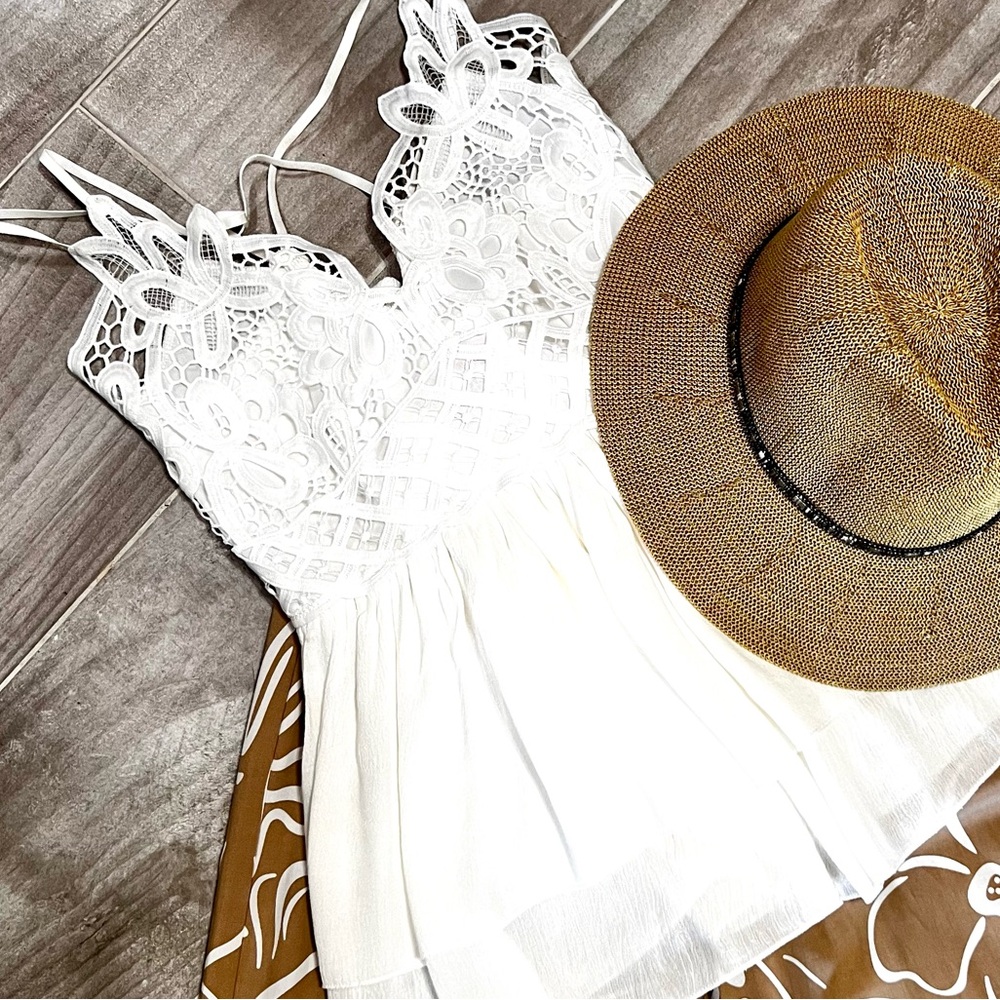 Boutique Chic White Lace Tiered Top